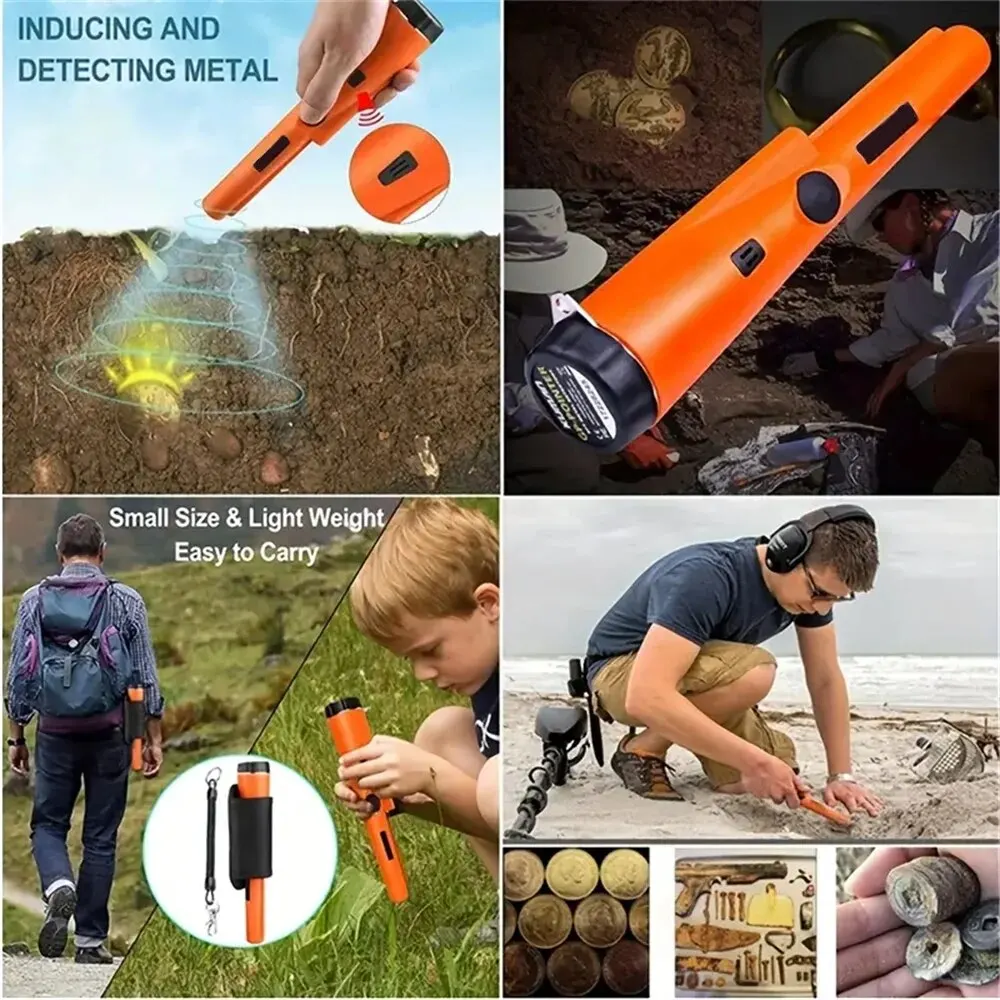 Metal Detector Pinpointer Waterproof Handheld Pin Pointer Wand Golden Treasure Hunting Unearthing Tool Accessories