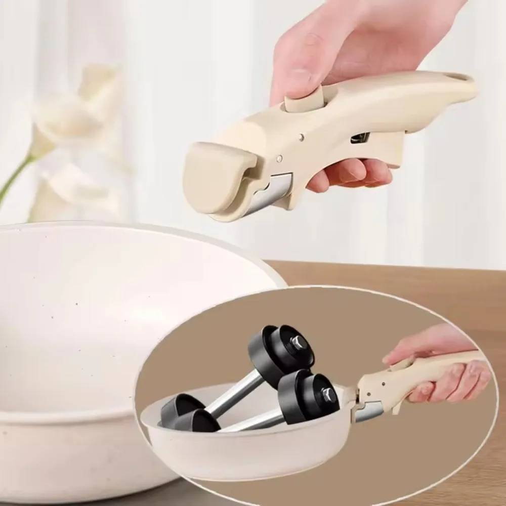 Detachable Pot Handle Pot Clip Cookware Anti-Scalding Removable Pot Handle Universal Ergonomic Detachable Frying Pan Handle Portable Pot Replacement Clip Bowl