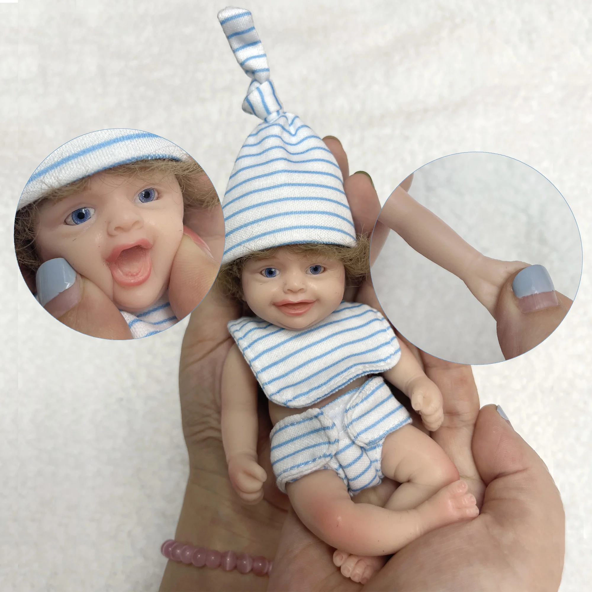 

Attyi 6inch Mini Full Body Silicone Reborn Baby Doll 3D PaintedLifelike Newborn Doll With Rooted Hair