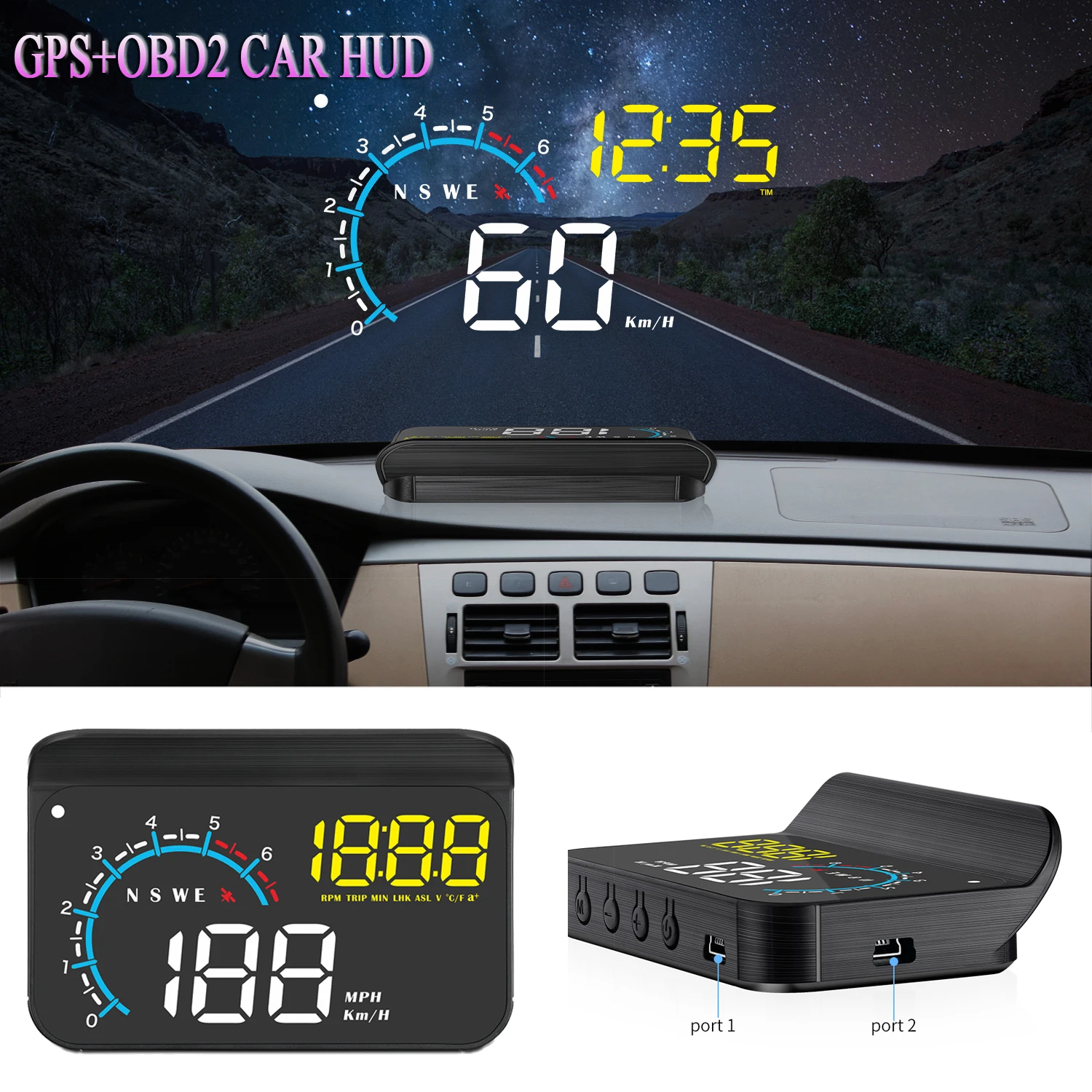 Universal-Digital-Auto-GPS MPH KM / H HUD-Anzeige Tacho Für