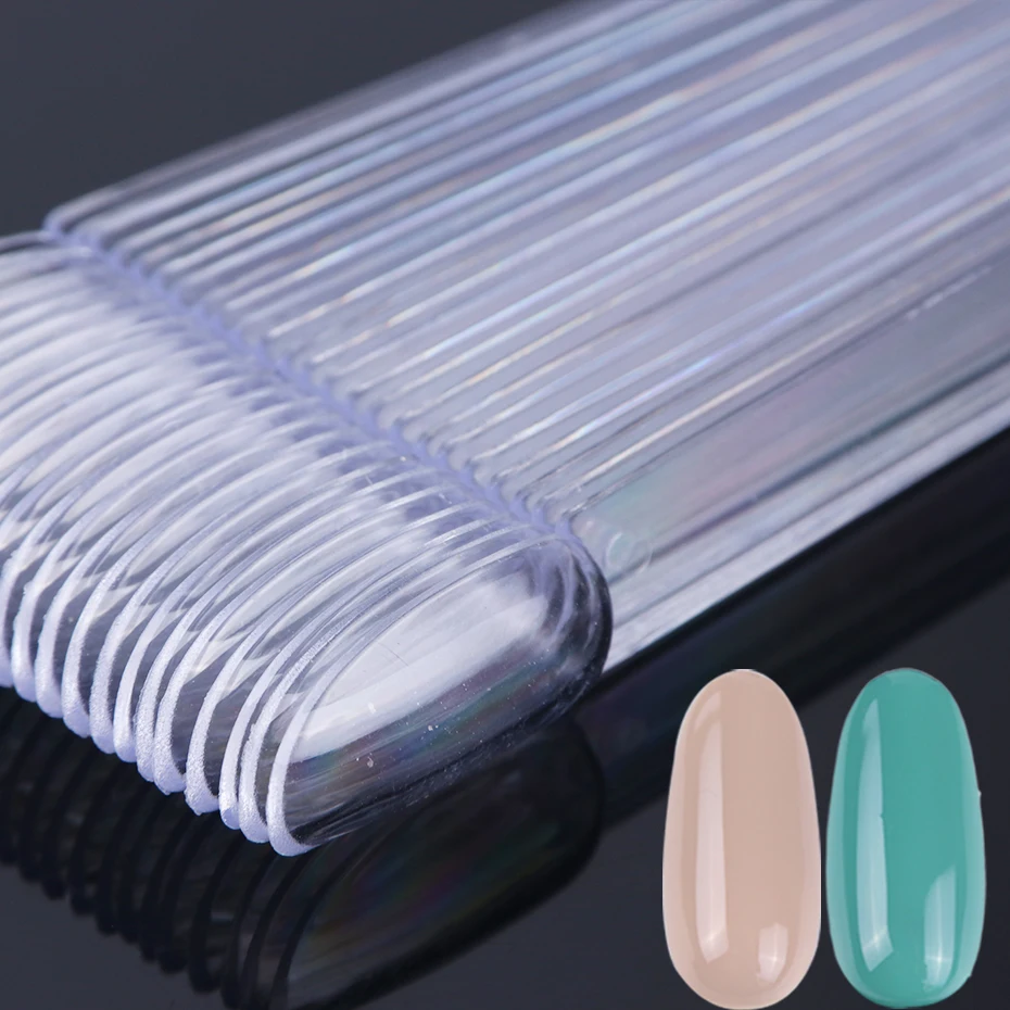 50pcs Oval Fan Style Nail Display Tips - Clear & Natural Color Chart for UV Gel Polish Swatches and Manicure Practice
