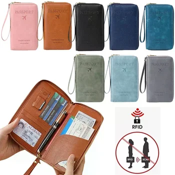 Portafoglio per passaporto RFID multifunzionale Porta passaporto RFID per portafoglio Custodia per portafoglio antifurto da viaggio essenziale Antifurto
