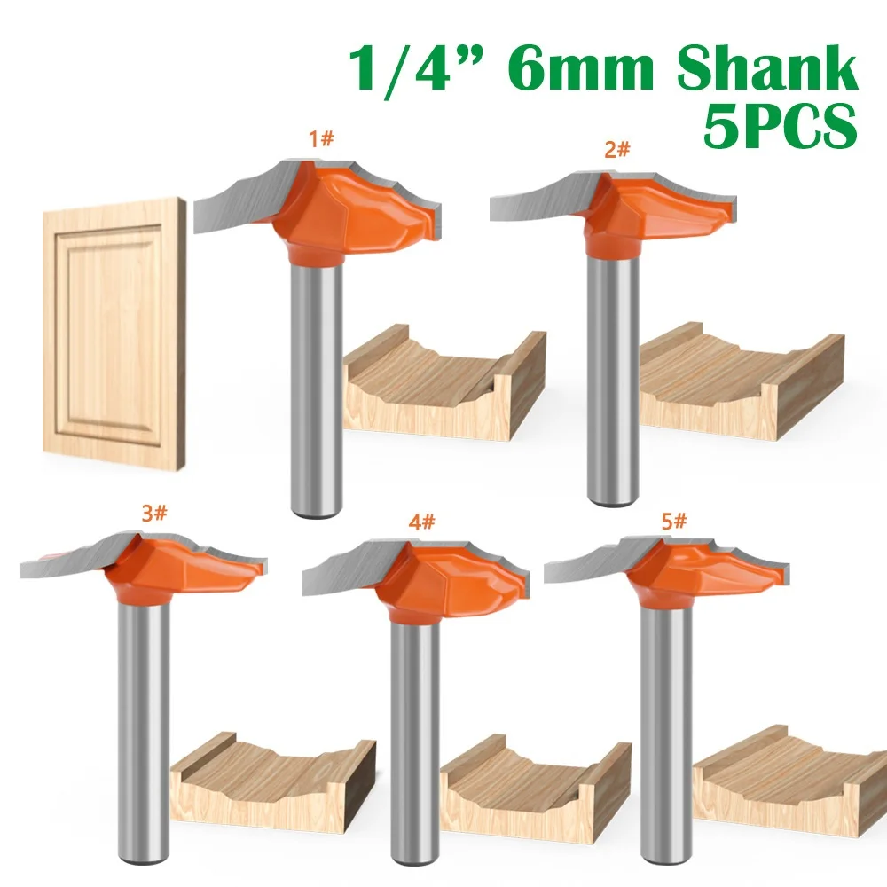 

1PC 1/4" 6.35MM Shank Milling Cutter Wood Carving Door Frame Router Bits For Wood Carbide Lassical Door Cabinet Bits Woodworking