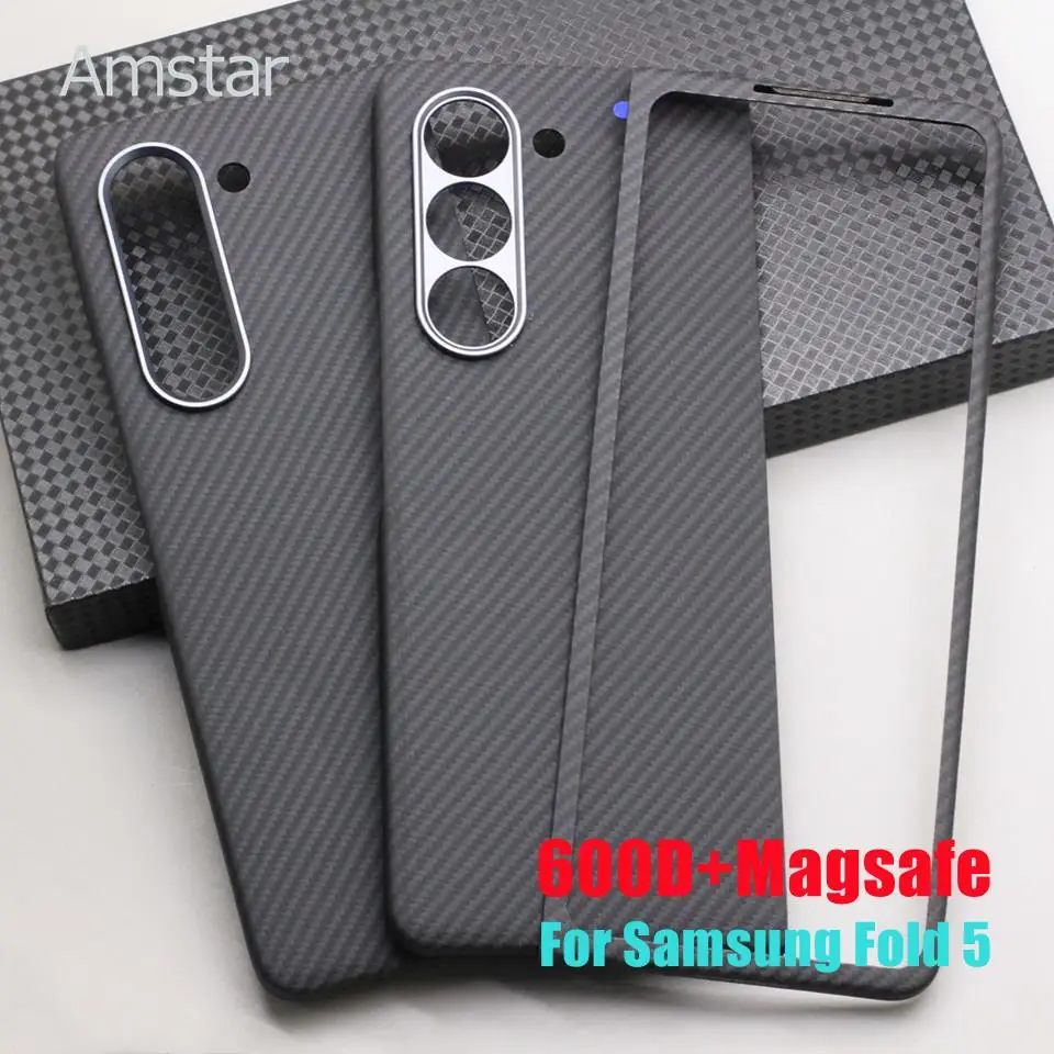 

Amstar Magnetic 600D Carbon Fiber Foldable Case for Samsung Galaxy Z Fold 5 Aramid Fiber Z Fold 5 Cover Support Magsafe Charger