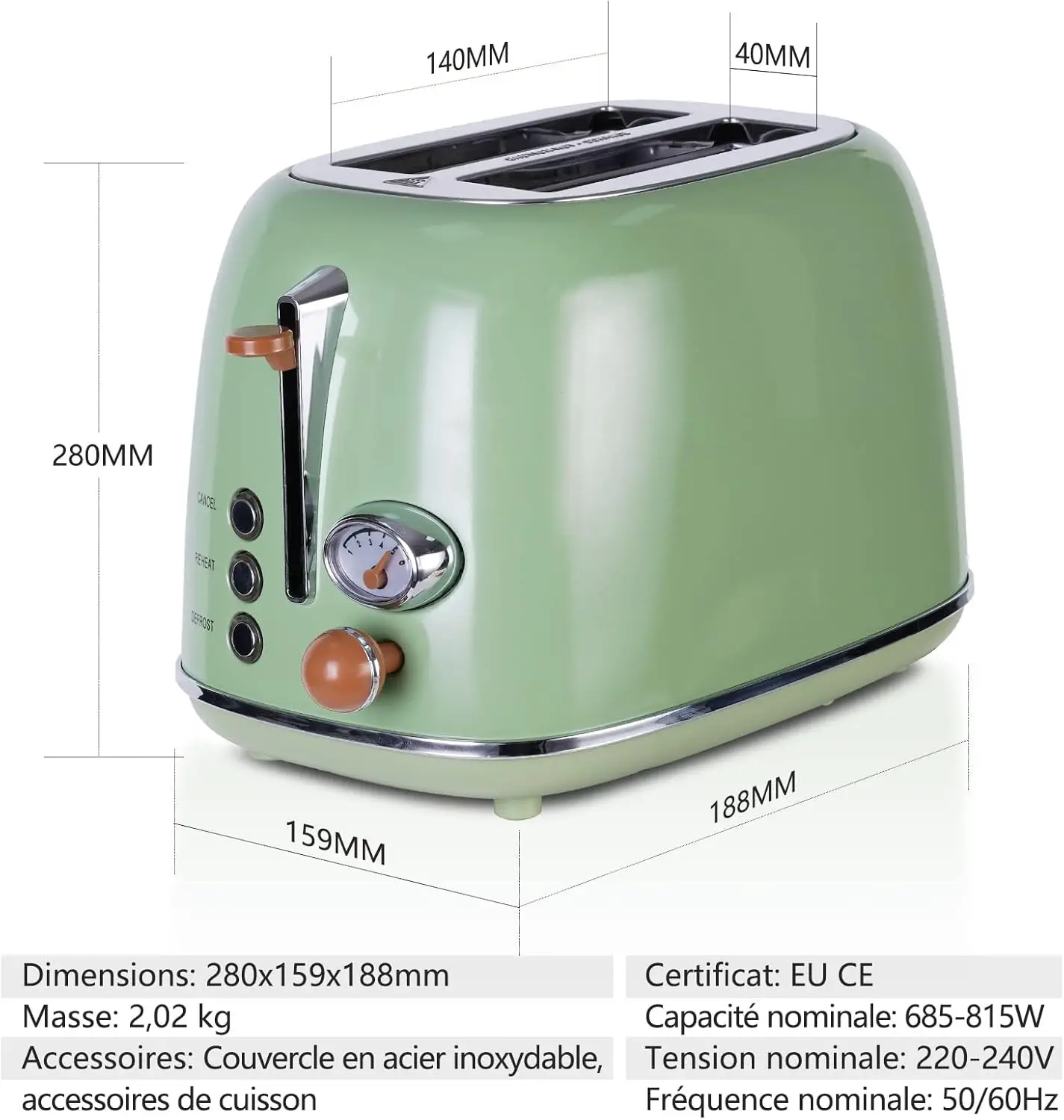 Description Picture 3 of itemHousehold 2 Slice Toaster 6 Adjustable Levels Warming Defrosting Count Display sandwich toaster bread maker