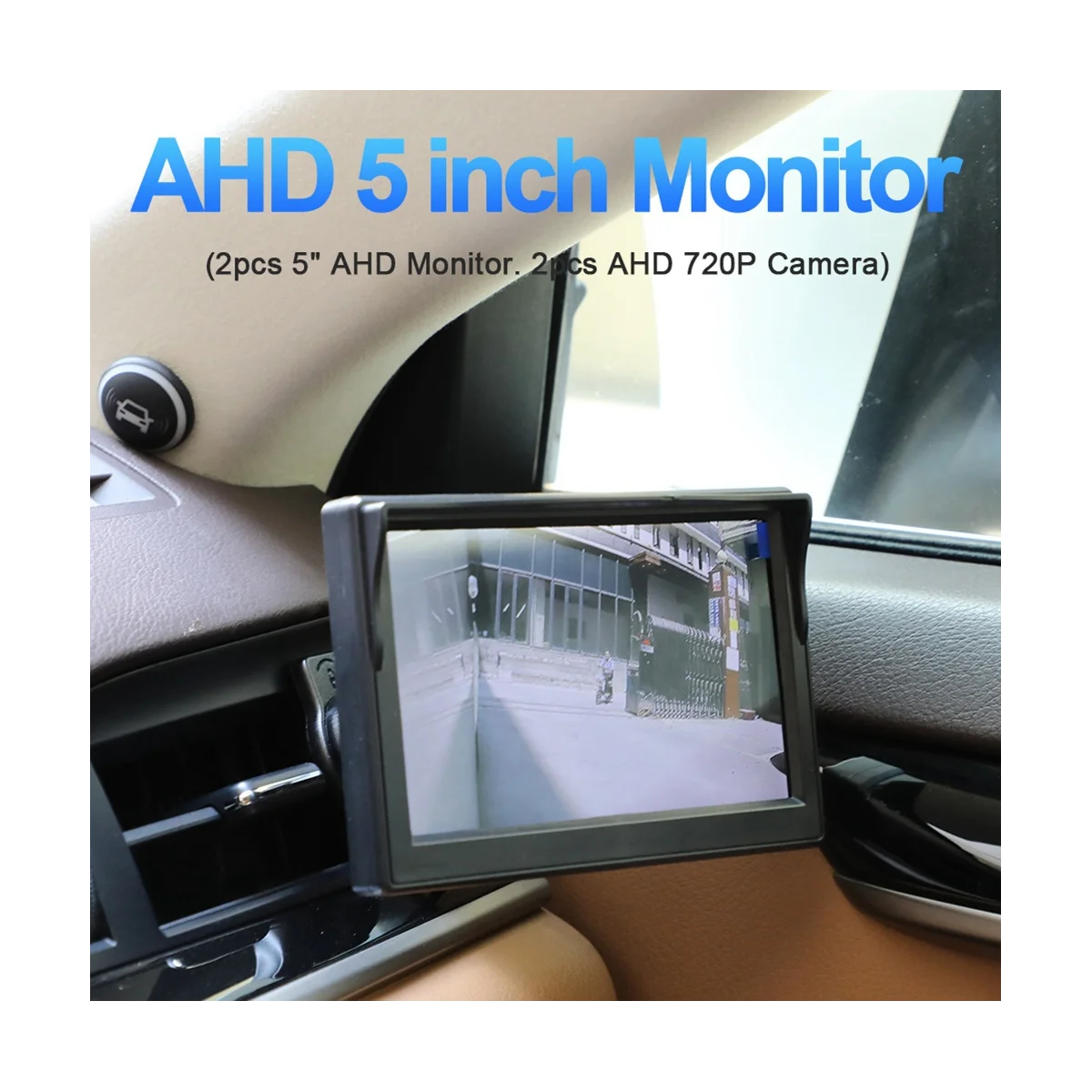 Car AHD 5 Inch Digital Side View Monitor Mirror System with 2 720P HD