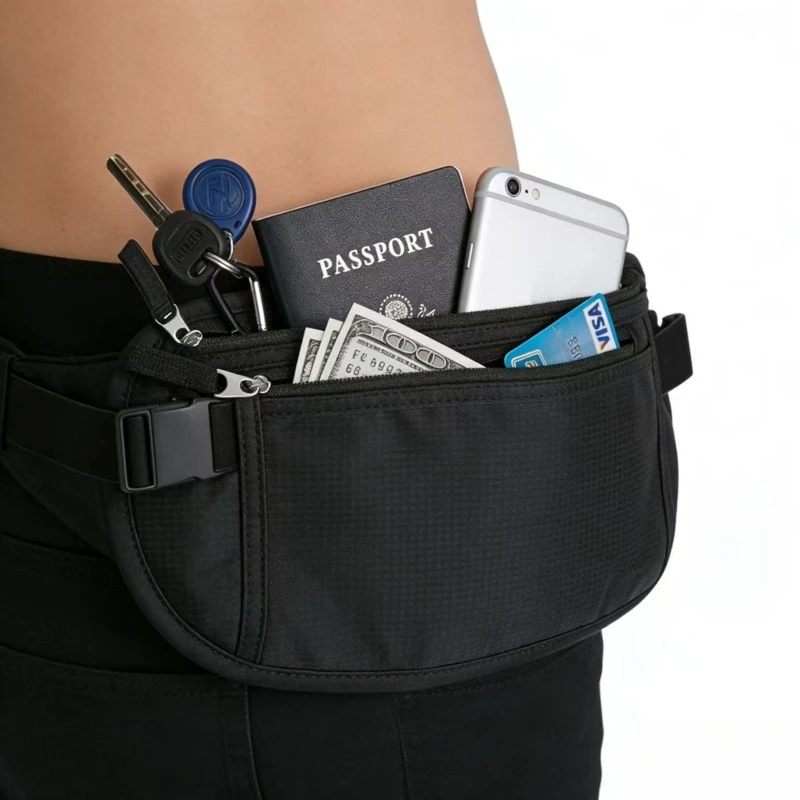 3-in-1 Invisible Nylon Waist Pack-Ultralight Sling Bag for Travel/School/Gym,Water-Resistant Hidden Pocket with Adjustable Strap