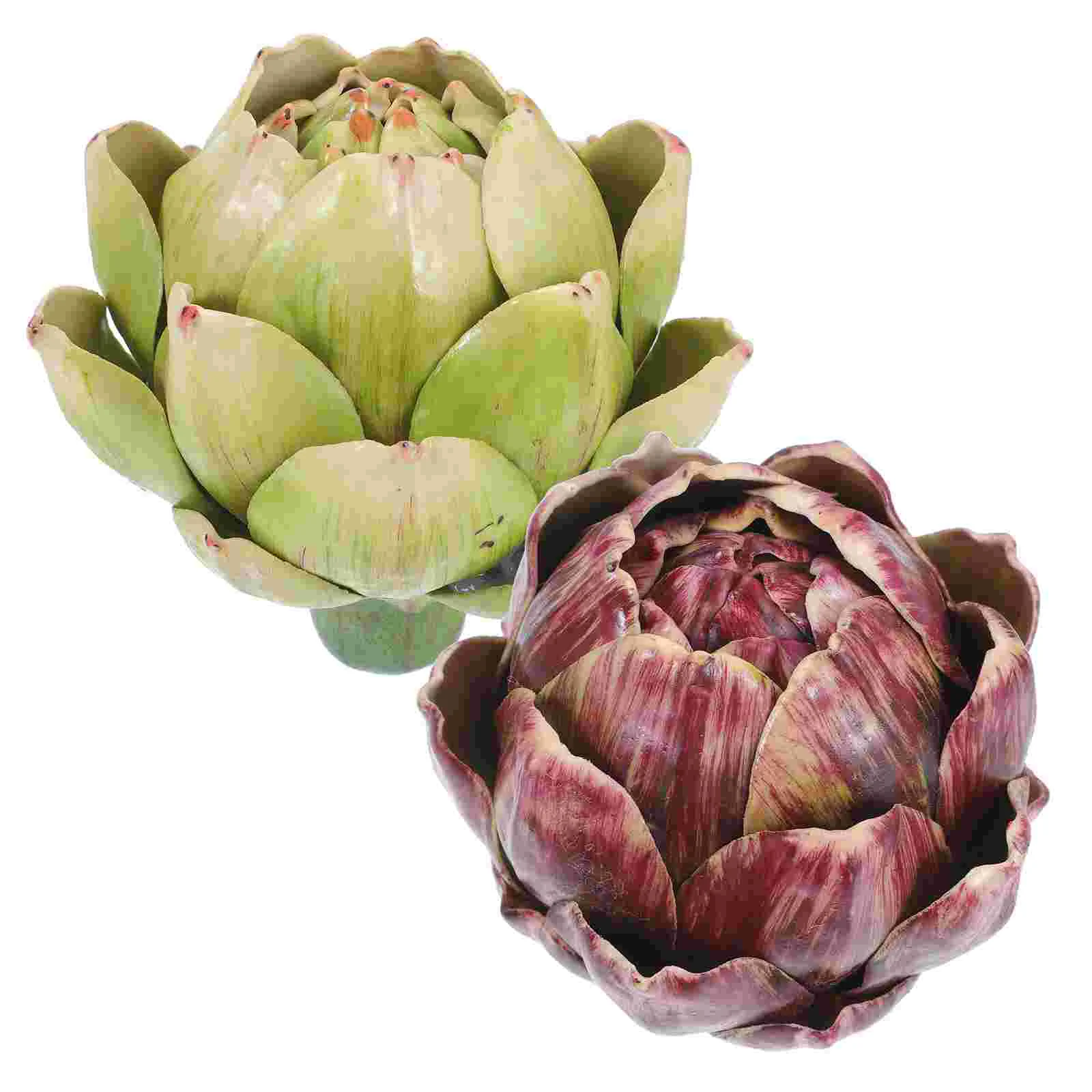 

2 Pcs Artichoke Artificial Flower Kitchen Decor Fake Flowers Faux Artichokes for Decoration Model