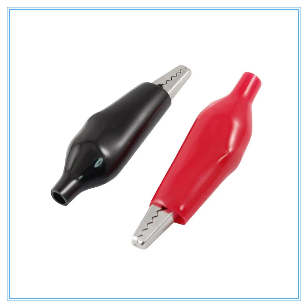 Alligator Clips 20 Pcs Crocodile Type 28MM Black Red Blue Yellow Soft Plastic Coated Testing Probe Mini