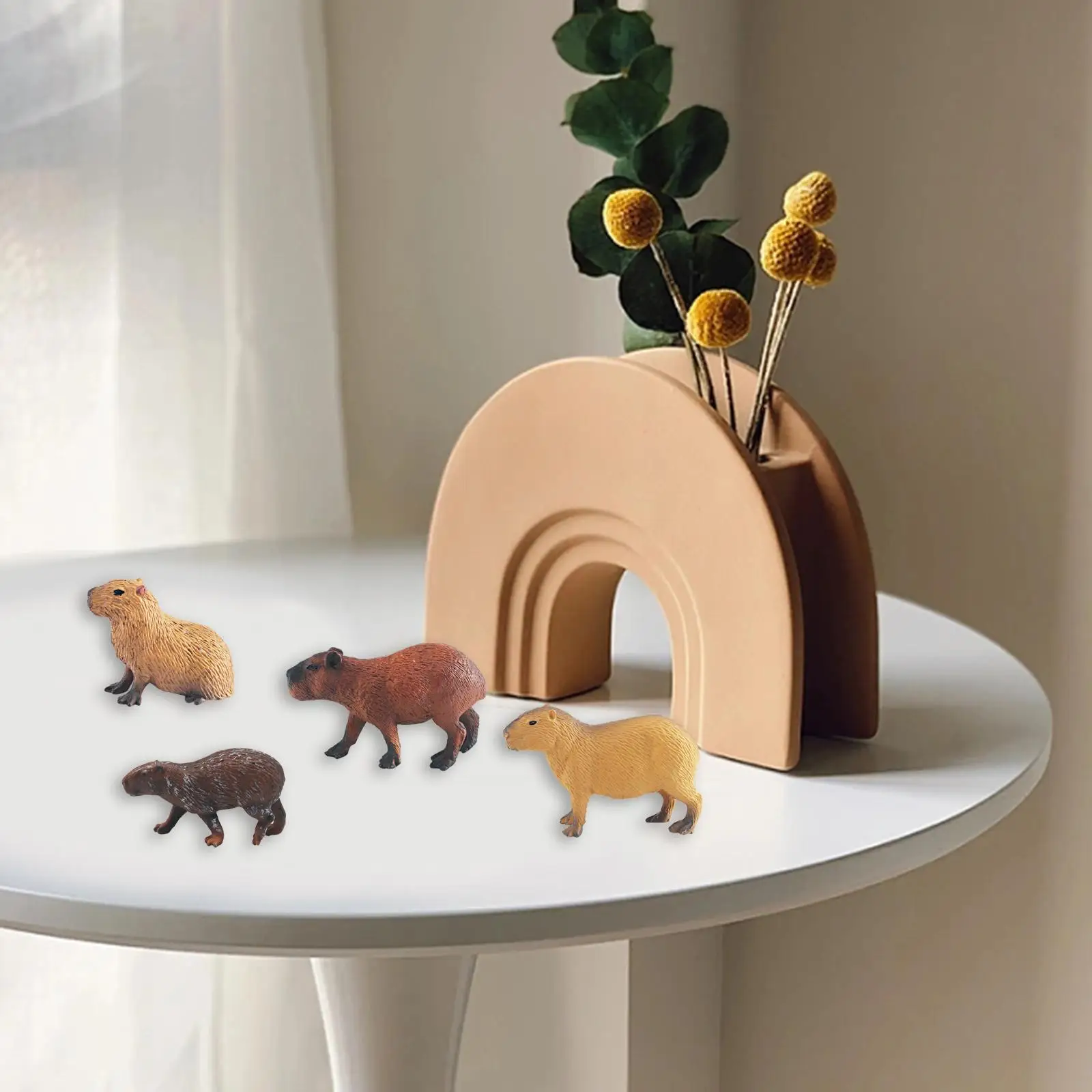 Capybaras Figurines Set Animals Model Realistic Creative Ornament Simulation