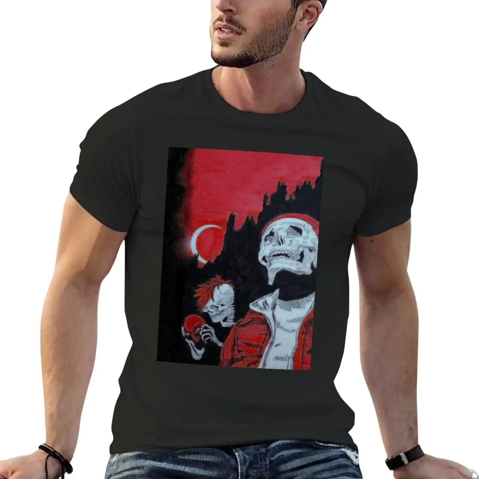 

skeleton dark art T-Shirt summer top new edition Short sleeve tee men