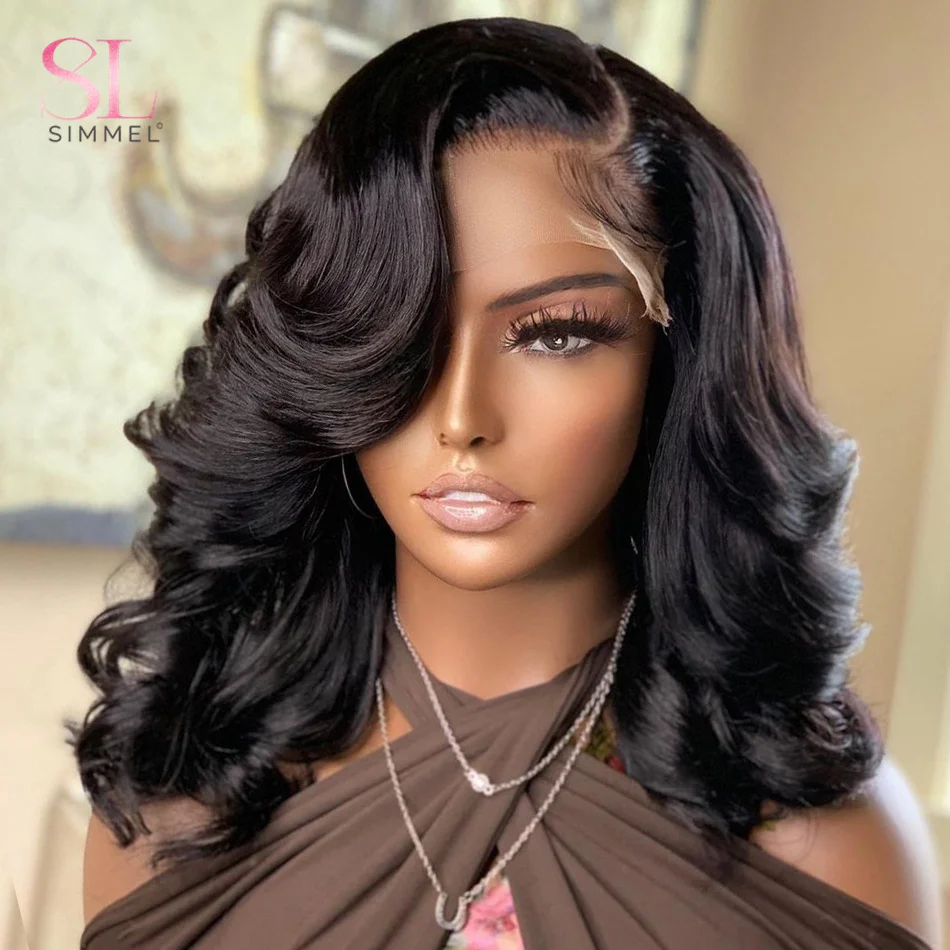 Brazilian Body Wave Short Bob Glueless Wig Transparent 13x1 Lace Front Human Hair Wigs for Women Pre Plucked Natural Hair