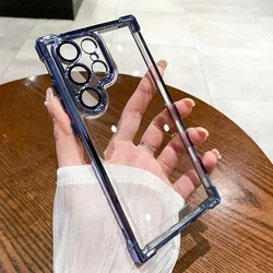 Premium Transparent Shockproof Phone Case with Luxury Plating Finish - S22 Plus (Navy Blue)