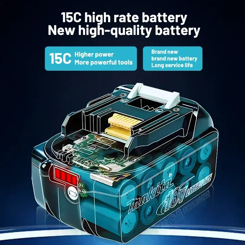 Makita 18V 6000mAh Lithium ion Rechargeable Battery 18v drill Replacement Batteries BL1860 BL1830 BL1850 With DC18RC 3A Charger 3