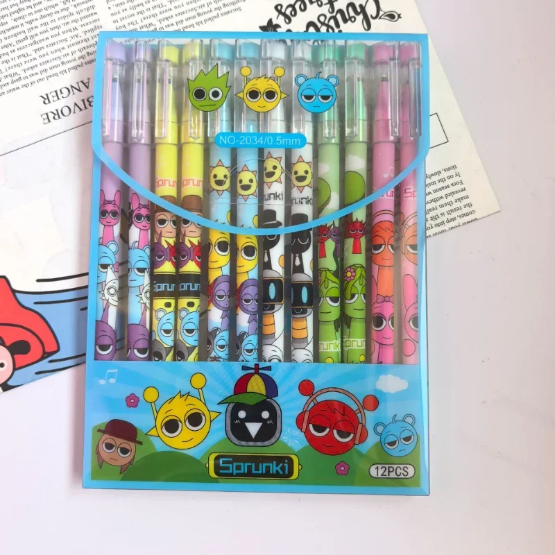6/12/144Pcs/Box Sprunki Cartoon Erasable Pen Blue Black Ink Magic Gel Pen School Office Writing Stationery Supply Student Gift 3