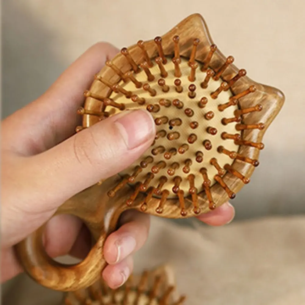 New Sandalwood Sandalwood Hair Comb Anti Static Cat Shaped Hair Comb Wooden Massage Comb Hairbrush