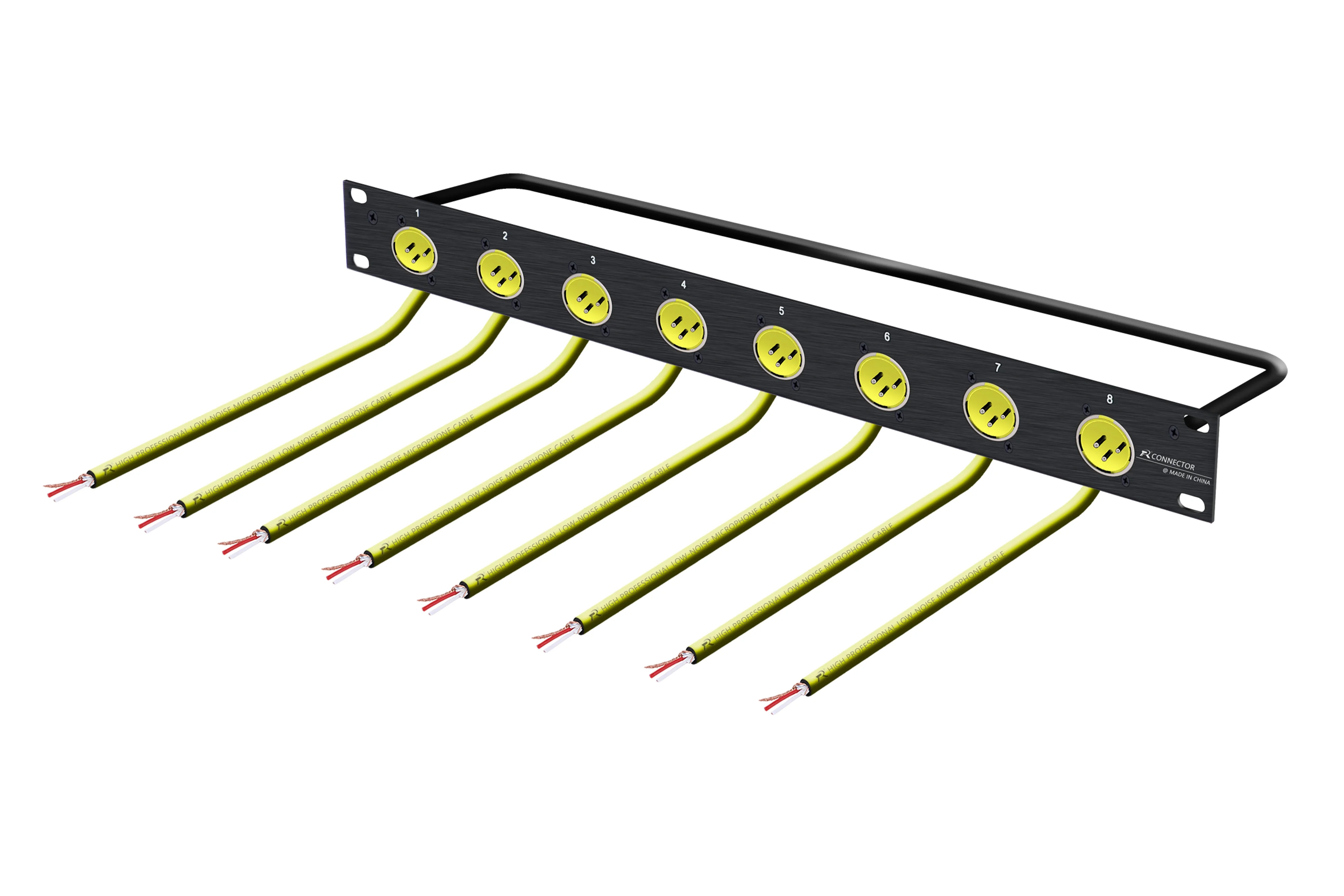 Rack Patch Panel 8-Wege 3Pin XLR Stecker Chassis Stecker Audiokabel Pigtail Bare Wire 1U Flight Case Mount für Pro Lautsprecher – Detail 5