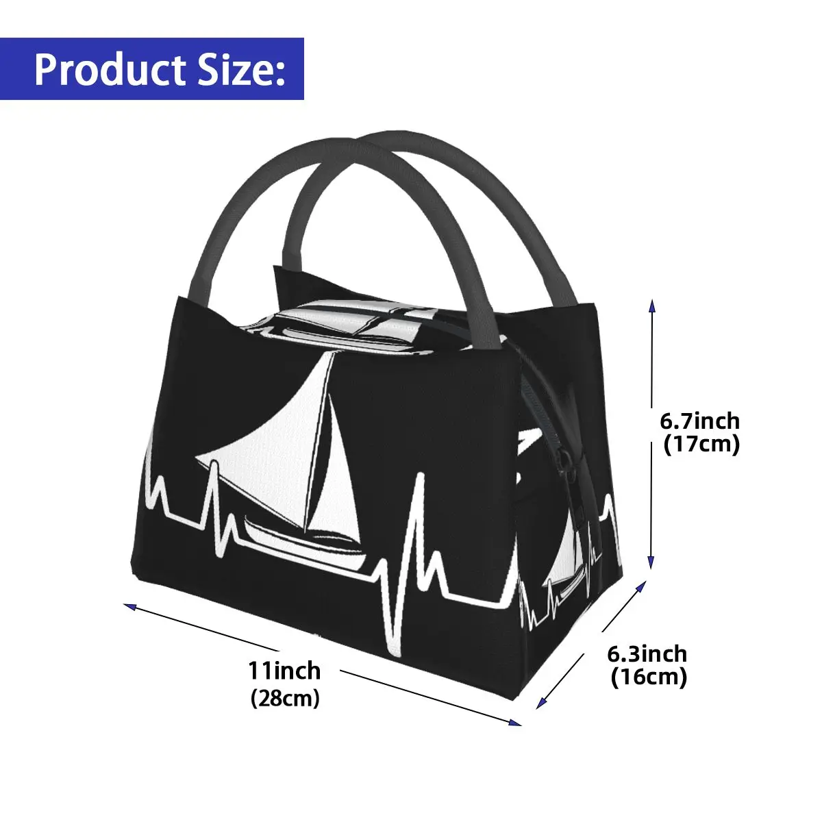 Heartbeat Sailing Sailboat Portable insulation bag for Cooler Thermal Food Office Pinic Container