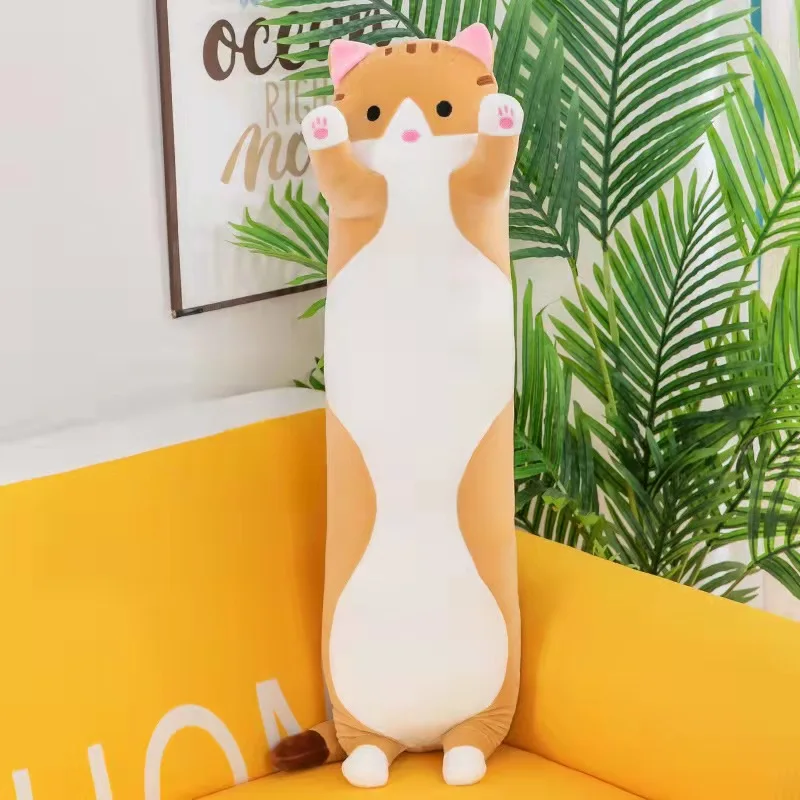 50cm Cute Soft Long Cat Pillow Plush Toys Stuffed Pause Office Nap Pillow Bed Sleep Pillow Home Decor Gift Doll for Kids Girl