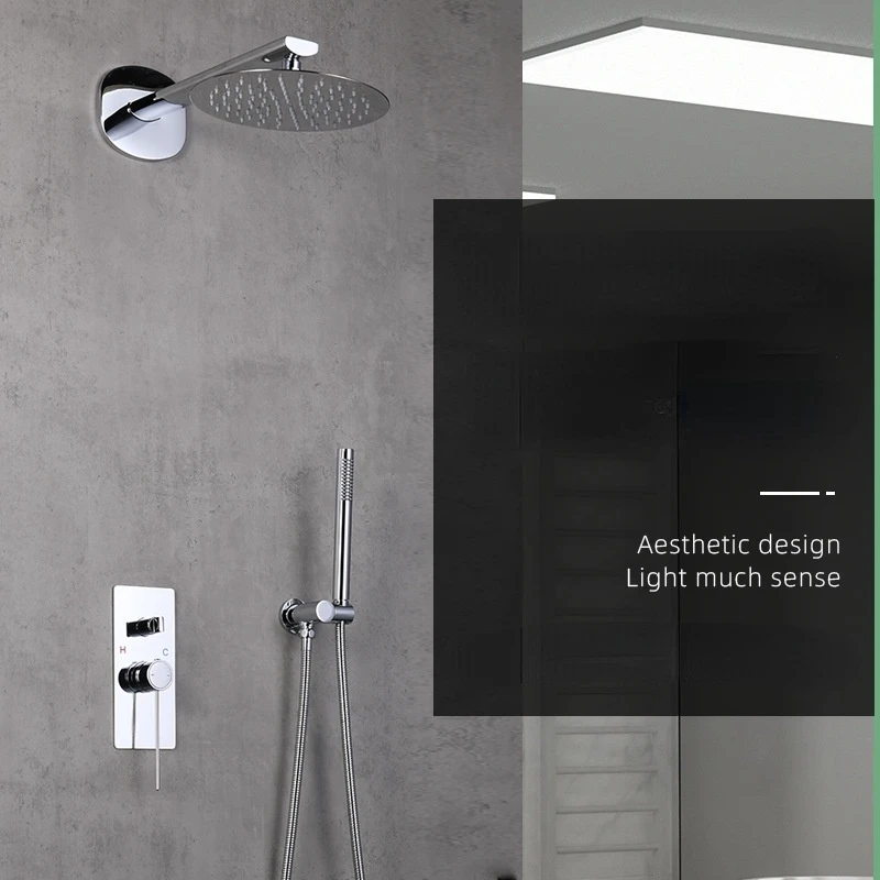 Copper concealed built in shower set, household hotel pressurized rain