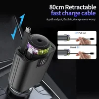 NEW Arrival Starlight Retractable Car USB Charger, 66W 5 in 1 Fast Charging, Car Air Freshener & 2 USB Ports Car Charger Adapter 3