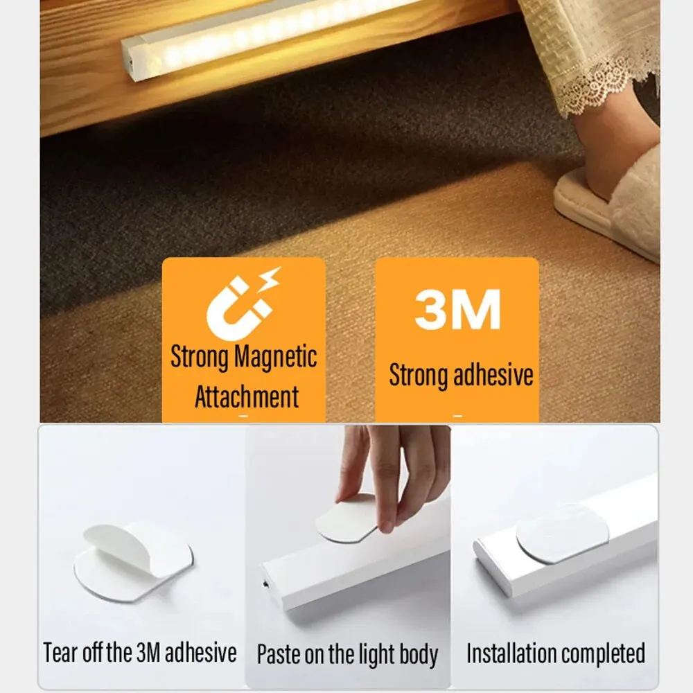 20CM/7.87inch Magnetic Smart Sensor Cabinet Lights Rechargeable Night Light Home Closet Support Infinitely Dimmable