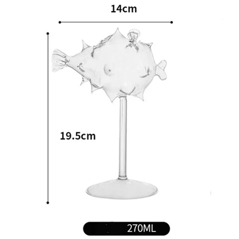 Cocktail Glass Porcupine Fish Shape Goblet Glass Thorn Fish-Shaped Cup Bar Ktv Nightclub Wedding Party Birthday Gift