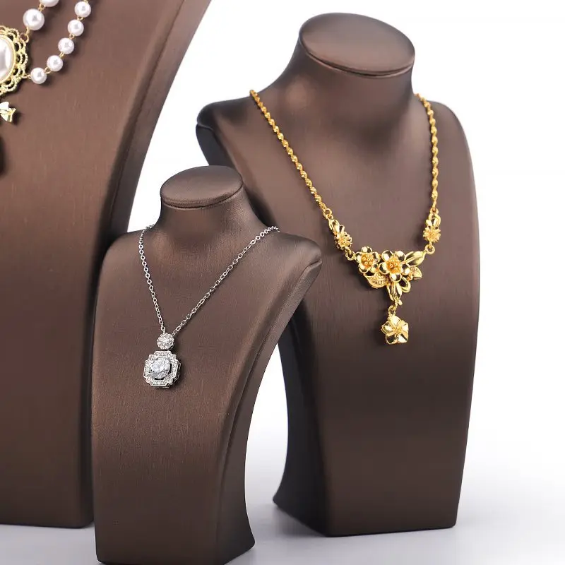 PU 가죽 쥬얼리 디스플레이 스탠드, 목걸이 펜던트 랙, 사진 소품 및 상점 디스플레이 주최자를 위한 럭셔리 초상화 목 흉상 모델