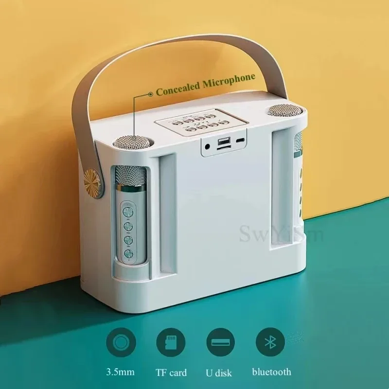 2026 Powerful Bluetooth Speaker Karaoke Machine with 2 Mics Portable HiFi Stereo Sound Subwoofer Boombox for Family Party Gifts