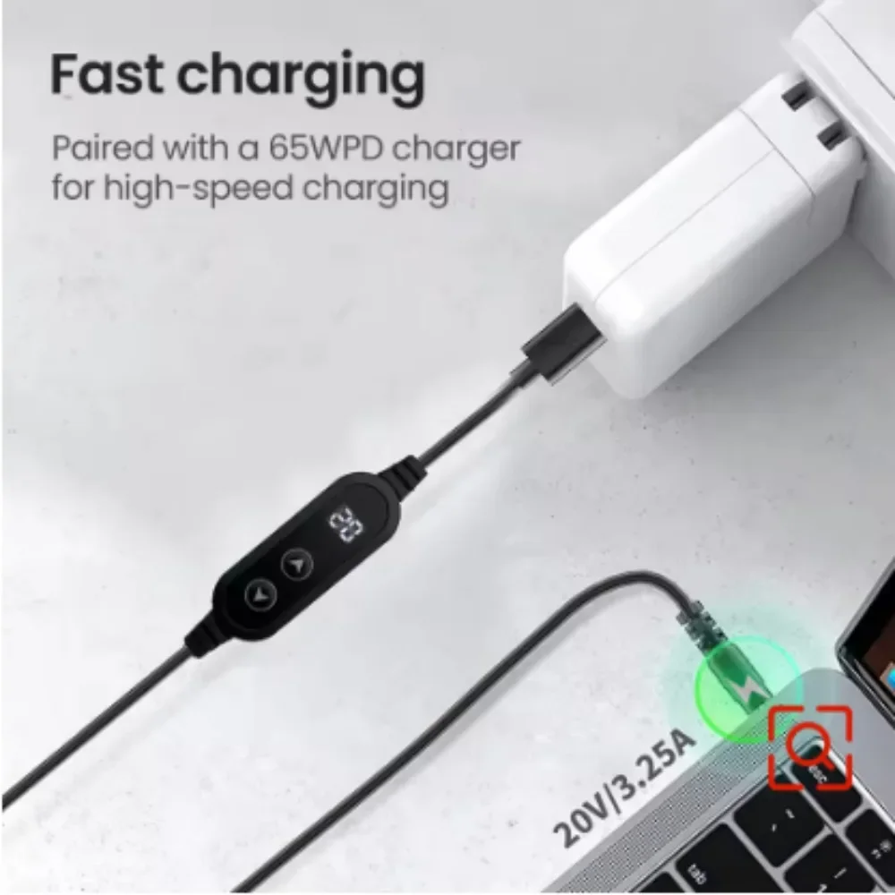 파워 부스트 케이블 C타입 to DC 5V/9V/12V/15V/20V USB 케이블 부스트 컨버터 조절 가능 전압 65W 고속 충전 케이블 8개 어댑터