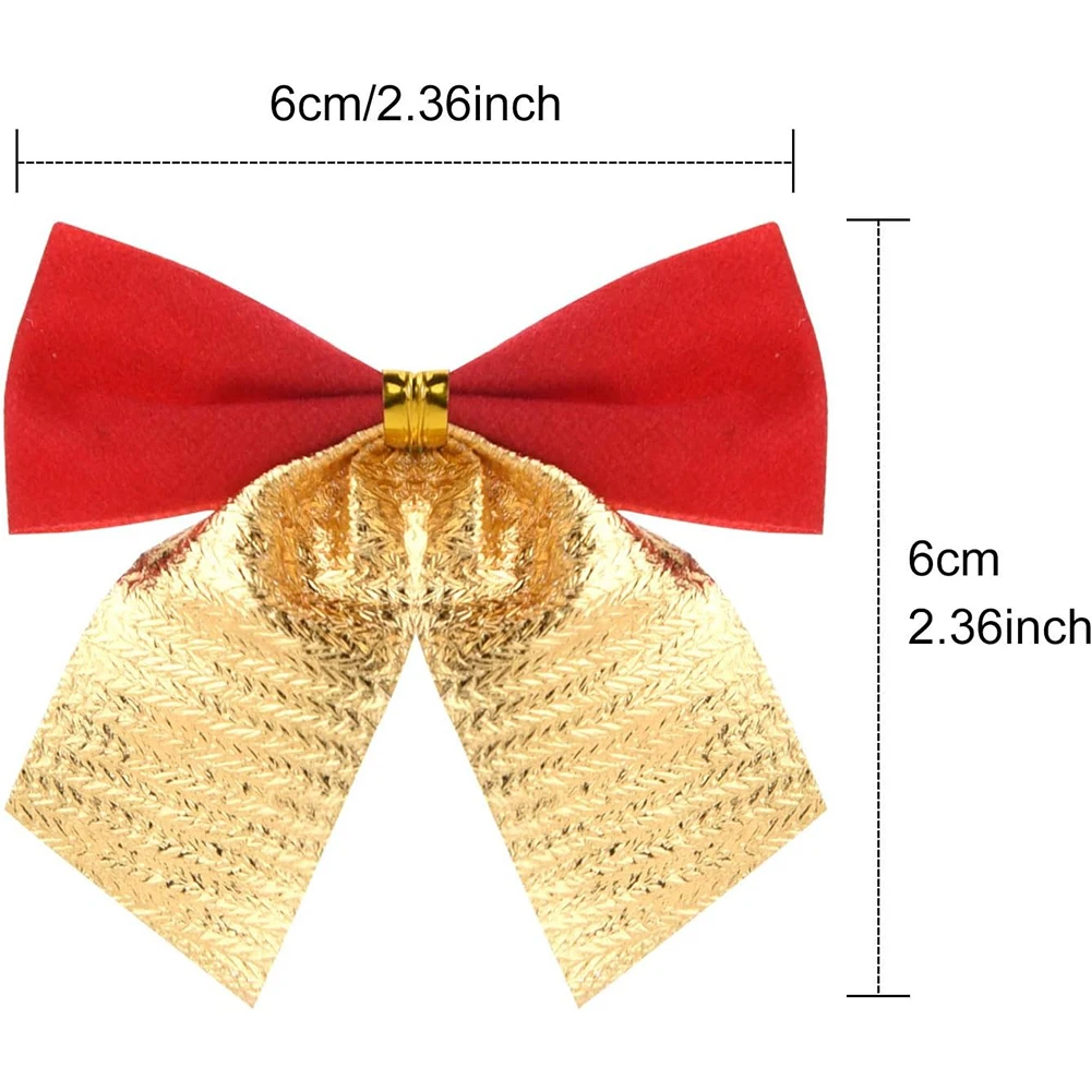 Christmas Bow Ornaments 10/20/30Pcs Red Gold for Home Decor