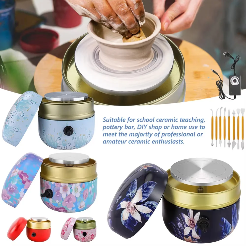 Electric Mini Pottery Wheel Machine Ceramic Wheel Machine Tray+Clay Sculpting Kit Pottery Turntable DIY Clay Art Crafts pottery wheel,ceramic tools,spinning turntable