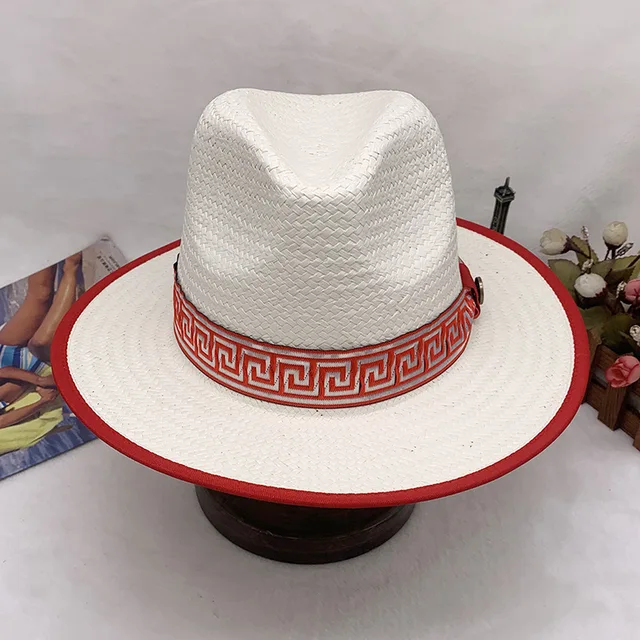 Cappello Fedora Uomo In Feltro Panama - Tesa Larga, Regolabile, Per Beach Party Ed Eventi - Foto 6