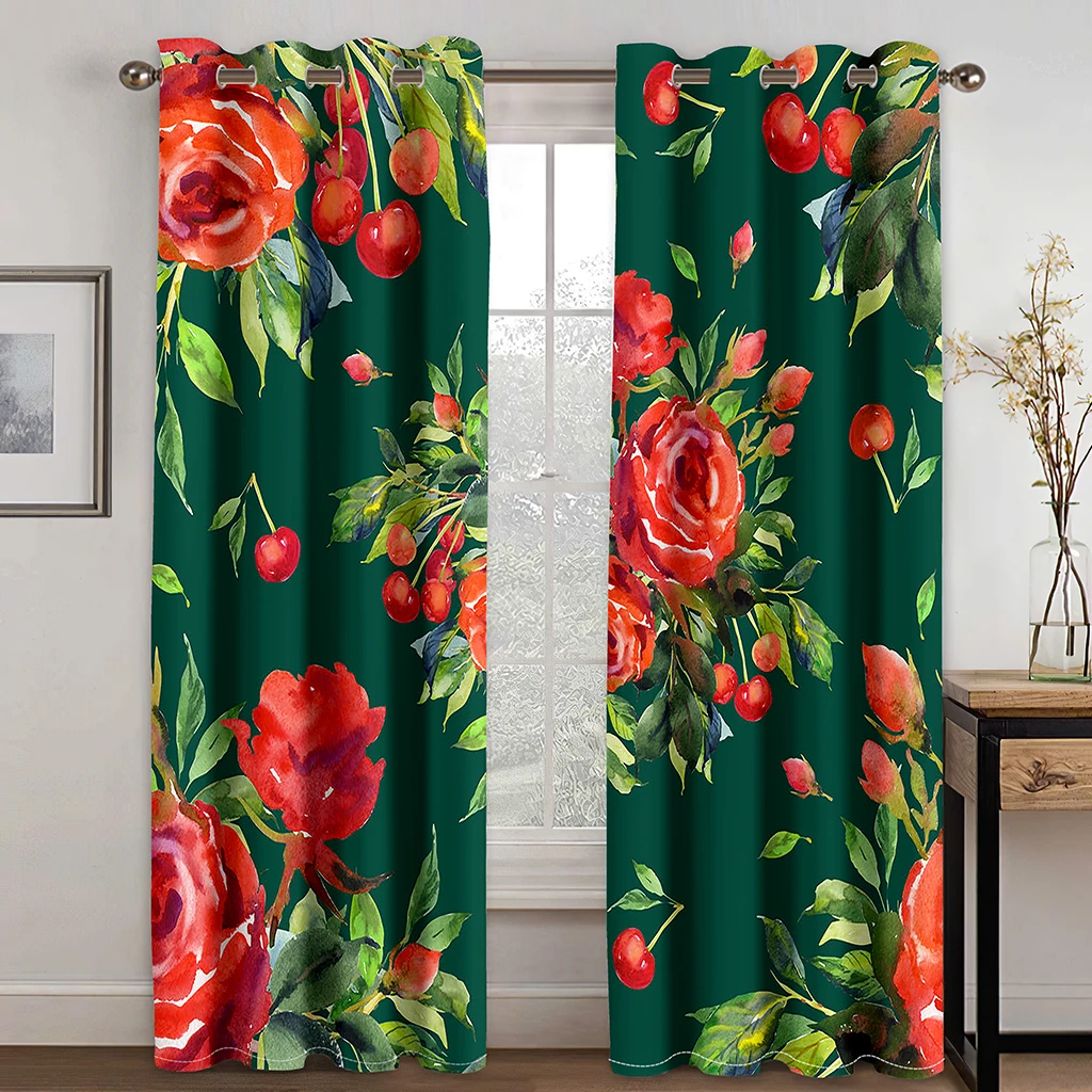 

Flowerlike Brocade 3D digital Print Curtain Living Room Bedroom Home privacy 90g polyester low shading curtain fabric two panels