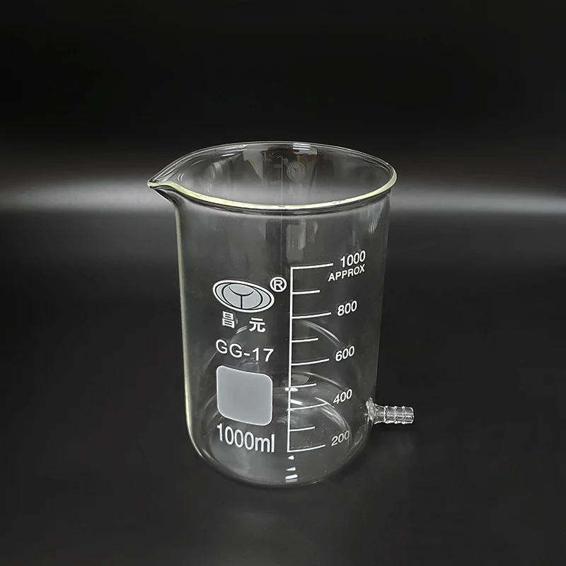 Becher in forma bassa con tubo inferiore, capacità 1000mL, becher con tubuli, diametro esterno