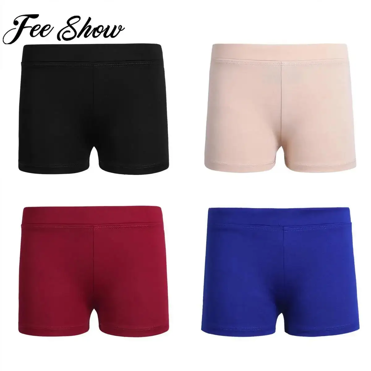 Kids Girl Elastic Waist Sports Shorts Boy-cut Bottom Yoga Leggings for Ballet Dance Gymnastics Cycling Workout Fitness Dancewear