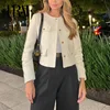 TRAF 2024 Cropped Tweed Jacket Woman Coat Button Long Sleeve Elegant Jackets For Women Short Coats Fashion New In Outerwears 2