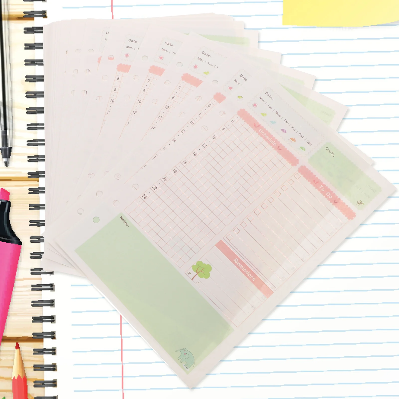 

6 Holes Paper Refills Note Pads A5 Notebook Binder Clips Filler Planner Filling