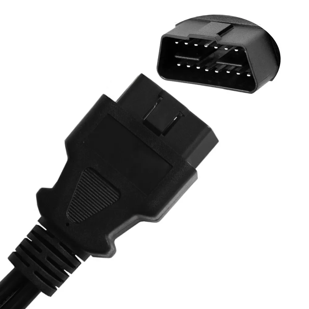 OBD2 Male to Dual Female Elbow Extension Cable with 16pins Available to Connected 1 IN 2 Converted OBD 2 Extender Adapter