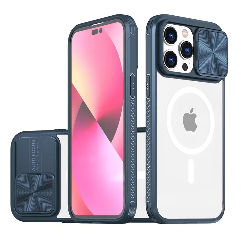 Magnetic Wireless Charging Shockproof Case with Slide Camera Lens Protection