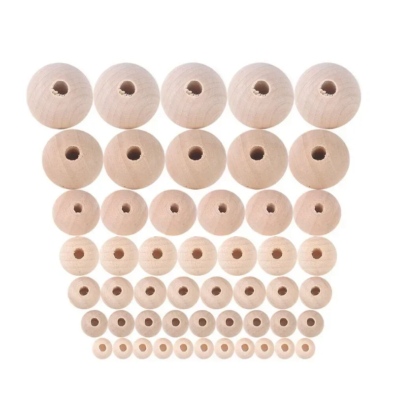 Natural Wood Beads 10/50/100/500pcs Large Hole Wooden Beads Pearl Lead-Free Balls For Macrame Jewelry Charms Crafts 8-20mm jewelry making supplies craft supplies