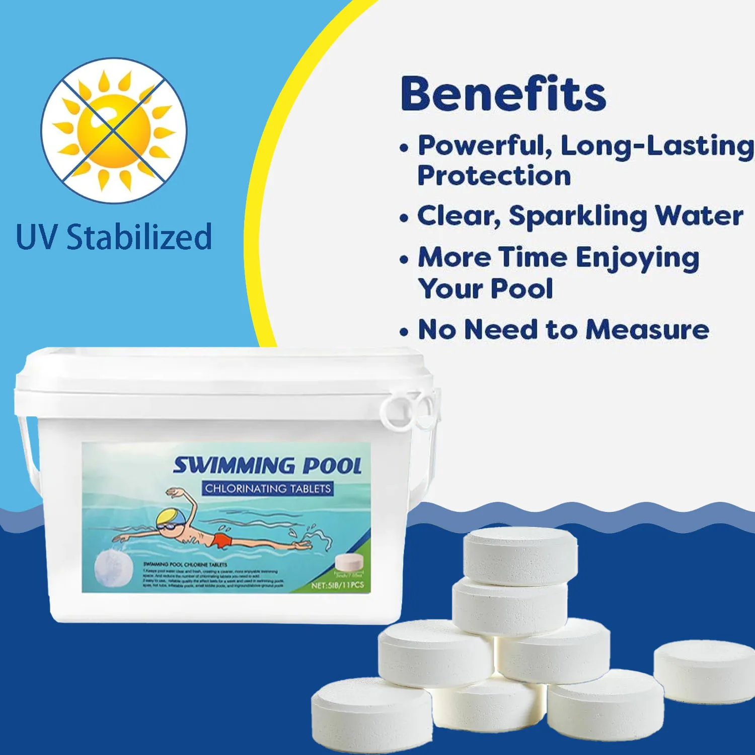 Stabilised 3 Inch Chlorine Tablets for Pool Disinfection-Individually Wrapped, Slow Dissolving-90% Usable Chlorine 40 lb D