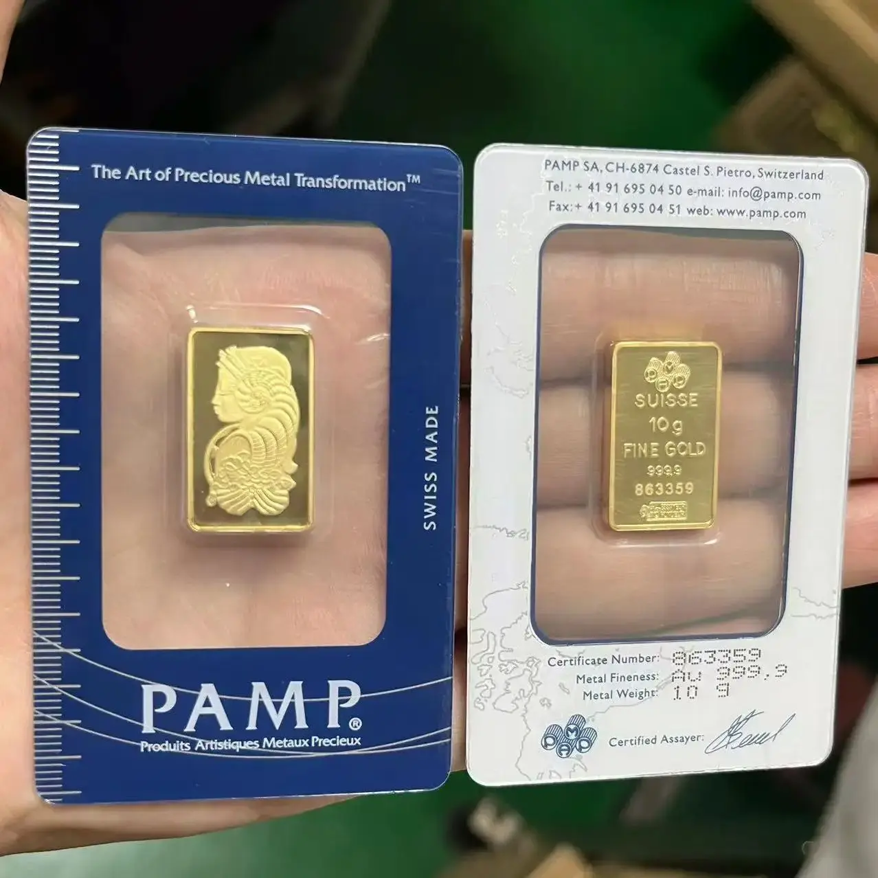 Envío Gratis PAMP 2,5g 1oz 31g 50g embalaje sellado regalo barra de oro de cobre 24k chapado en oro barra de menta de lingotes moneda en serie única