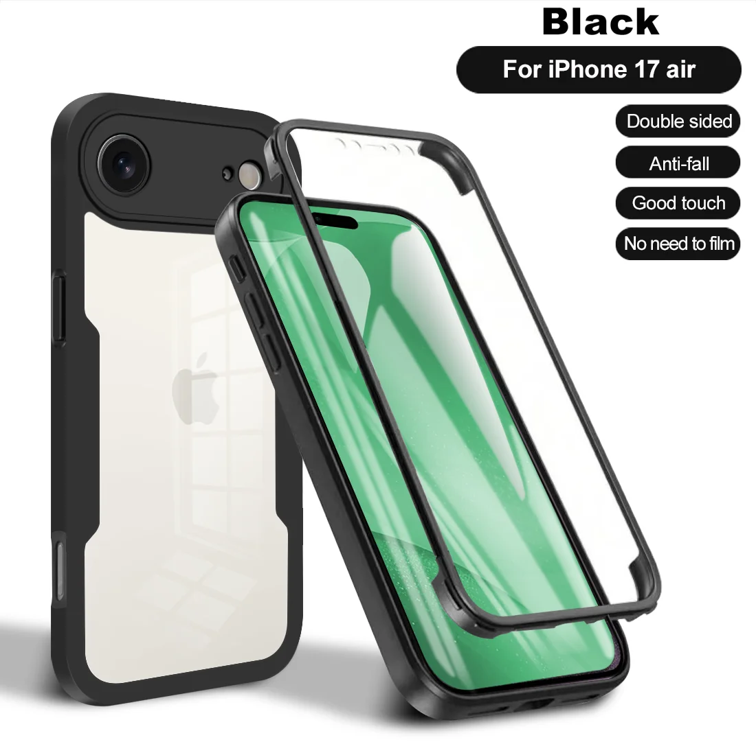 Full Cover Shockproof Clear Case with 360° Front and Back Protection