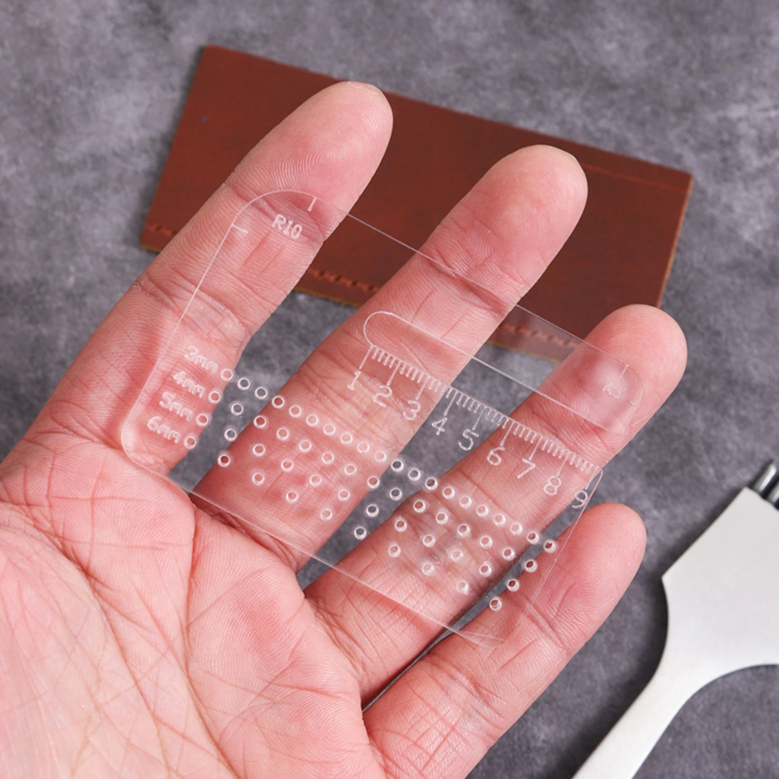 Leather Punching Ruler Auxiliary Rounded Hole Punching Marking Equipment