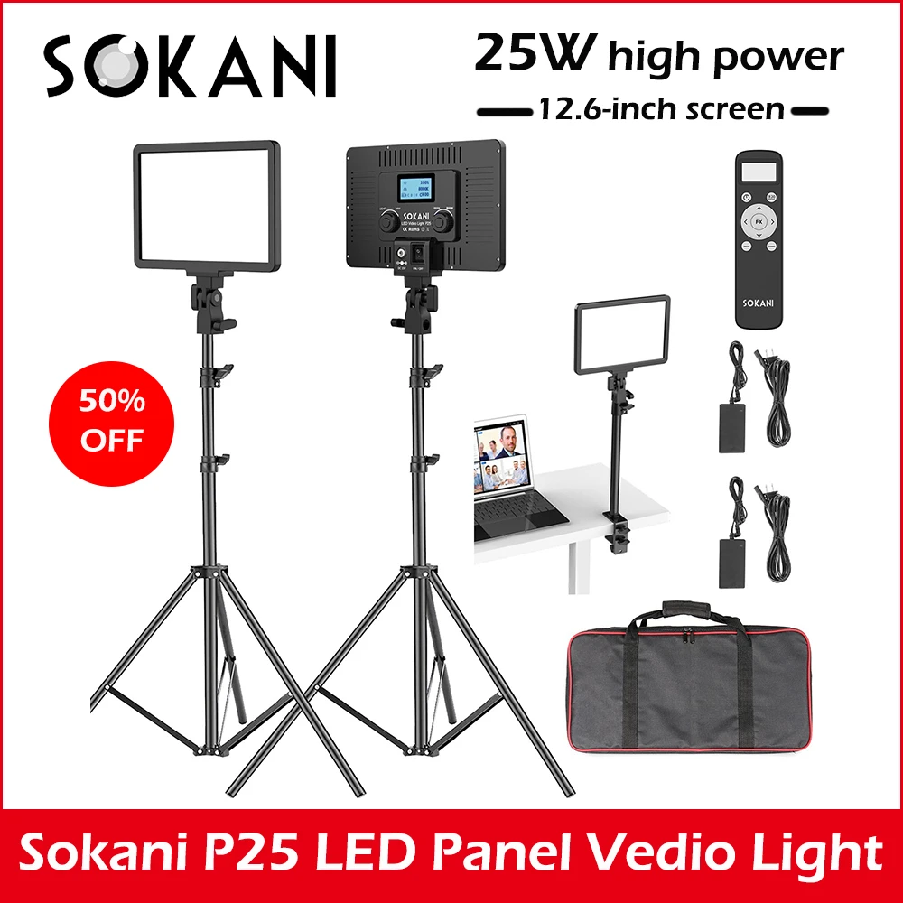 Sokani P25 Dimmable Led Video Light Panel Fill Lamp Photography