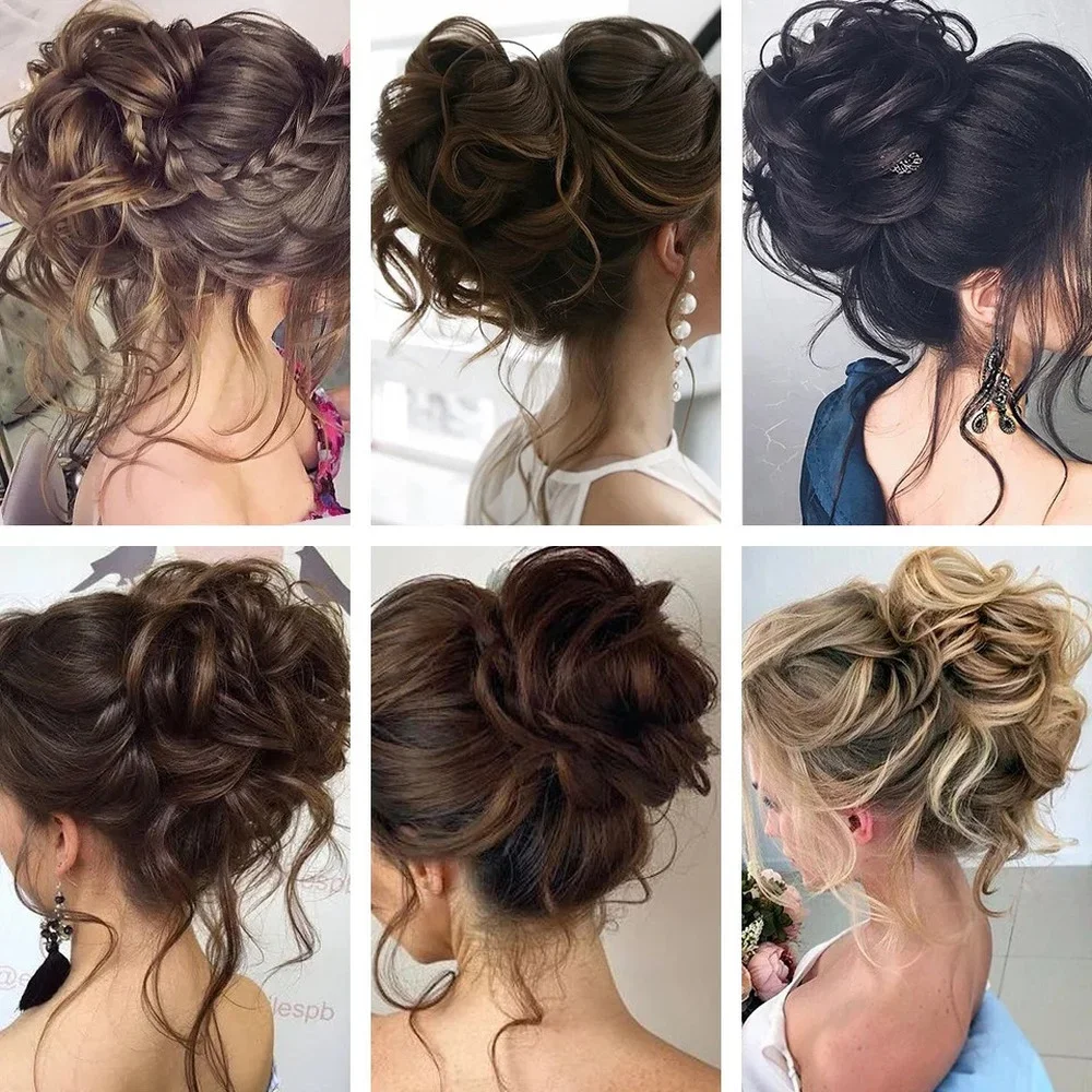 Chignon Sintetico 1P con Clip, Acconciatura a Coda di Cavallo, Estensione per Capelli Corti Ricci Ondulati, Nero o Biondo, per Donne, Novità 2025