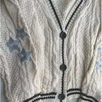 Fashion Warm Swif T Beige Holiday Cardigan Women Cardigan Autumn Tay Women Star Embroidered Cardigan Lor V-neck Knitted Sweater - Image 6