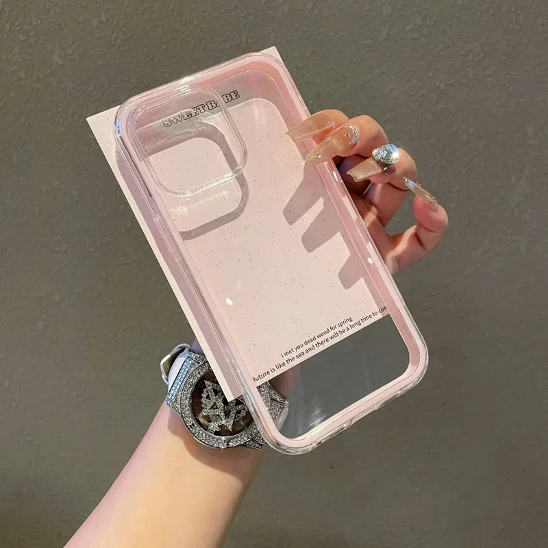 Elegant Dual-Function Transparent Candy Phone Case with Shockproof Bumper