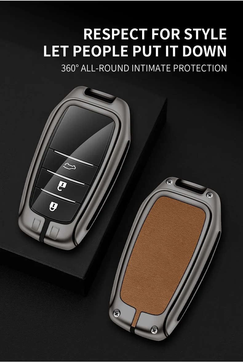 Custodia per chiave auto in pelle metallica Shell per Toyota Hilux Fortuner Land Cruiser 200 Camry Sienna RAV4 Previa Highlander Protector - Sc1d7d8264cb443b78364c5a586235f12D
